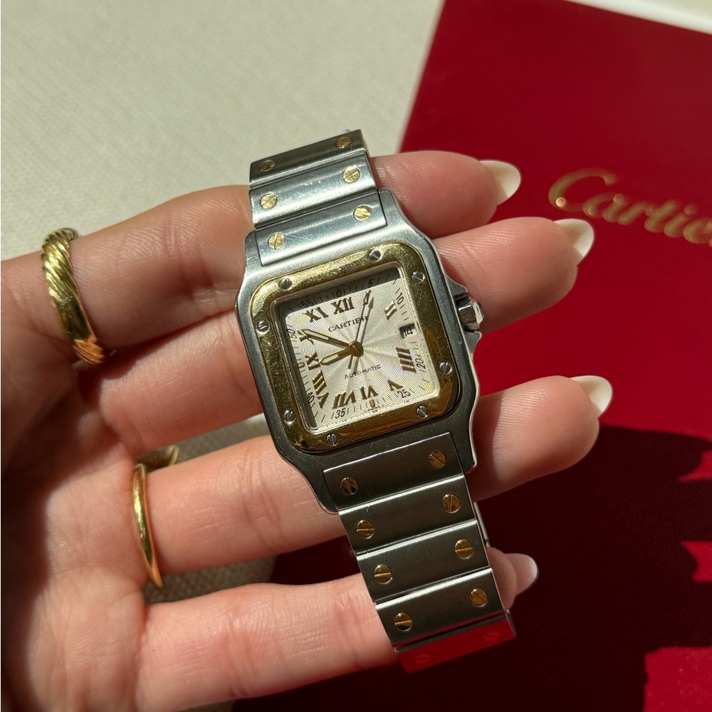 Cartier Santos Galbée Automatic Two-Tone 18K Gold & Stainless Steel Watch - Picture 6 of 12